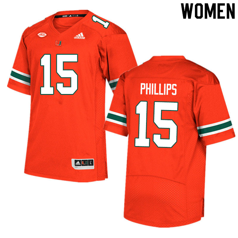 Women #15 Jaelan Phillips Miami Hurricanes College Football Jerseys Sale-Orange - Click Image to Close